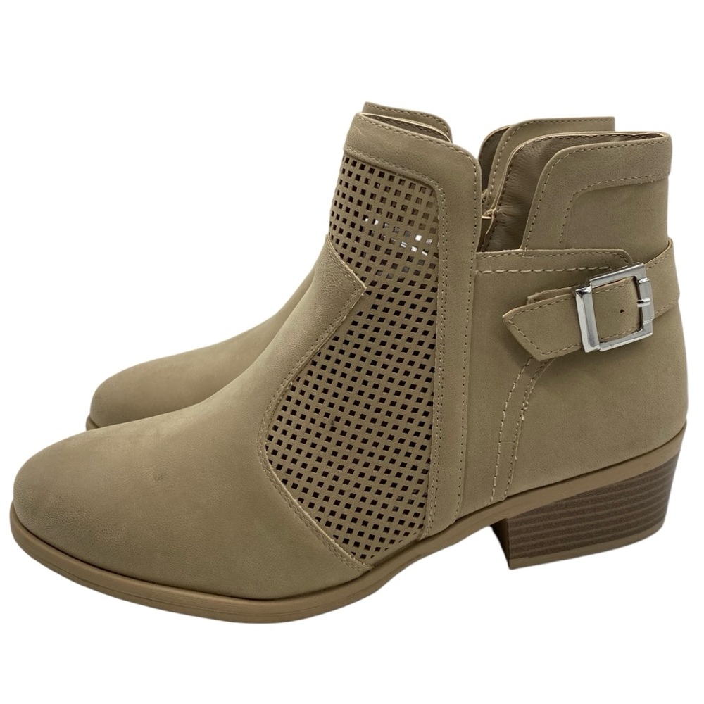 MIA Womens Shoes Katrine Boots Sz 9.5 Brown Ankle Vegan Leather Buckle Ankle